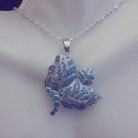 NEW Butterfly blue turquoise pendant only - Picture 7 of 10